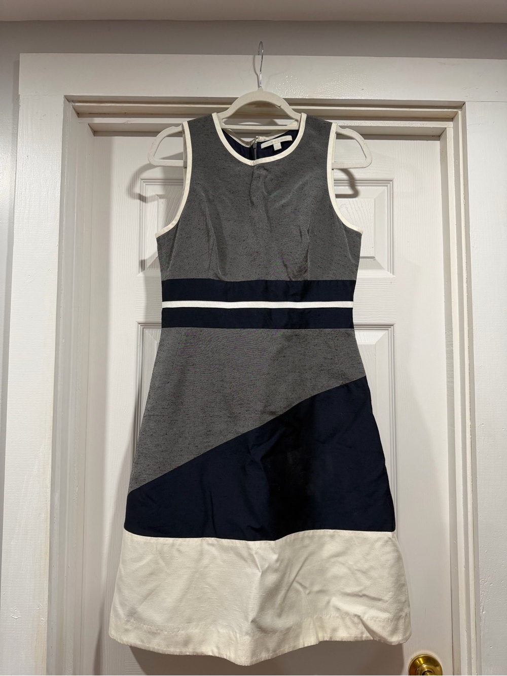 Jonathan Simkhai Gray, Navy & Cream Colorblock Sleeveless Dress